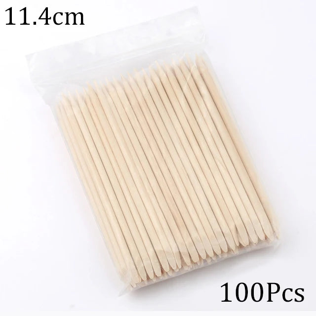 Cuticle Pusher Wooden Sticks for Nails Art Rhinestones Dotting Removal Manicure Pedicure Care Tools 50/100pcs