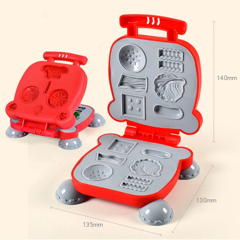 3D Color Play Dough Clay Plasticine Mold Toy for Kids Pretend Play Ice Cream Maker Burger Noodles