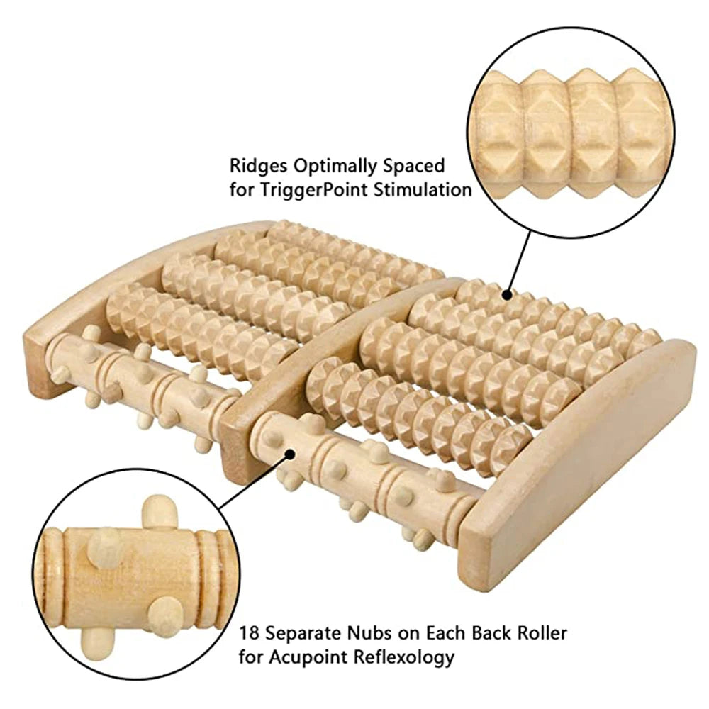 High Quality Natural Wood Foot Massager Roller for Plantar Fasciitis Relief, Neuropathy & Boosts Circulation, Heel Spur & Arch Pain Relaxation