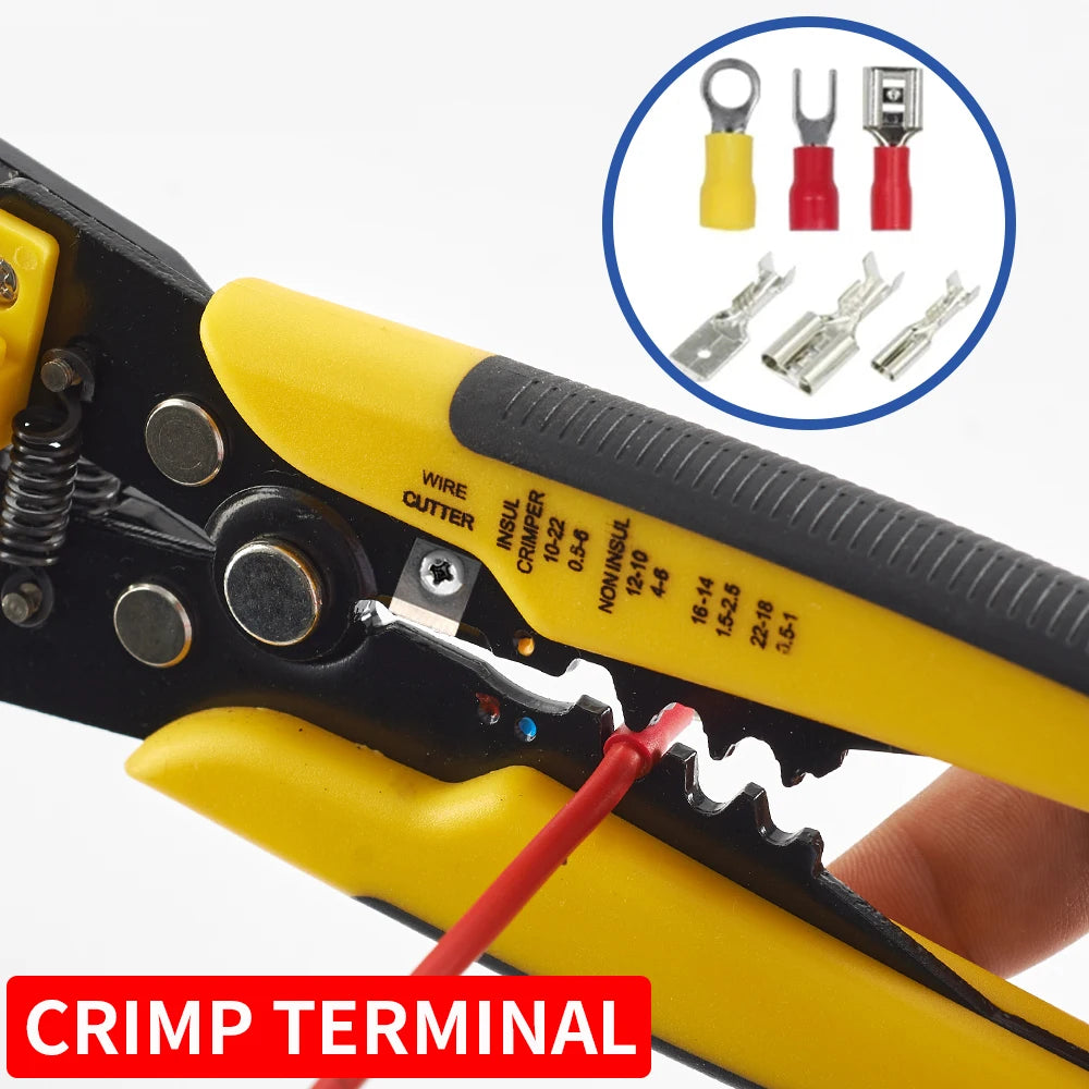 Multi Functional Crimper Cable Cutter Adjustable Automatic Wire Stripper Crimping Stripping Pliers Terminal Hand Tool