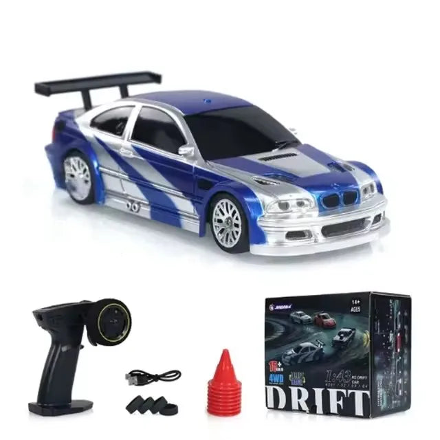 High Speed Mini Drift RC 4WD Remote Control Car Four Wheel Drive 2.4G Radio Controlled 1/43 Scale Porsche BMW Nissan GTR Mustang Racing Model  Boy Toy Gift