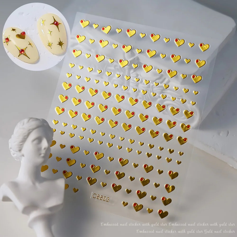 Star Sun Moon 3D Nail Stickers Bronzing Nail Art Gold Silver Styles Decal Self-Adhesive Slider