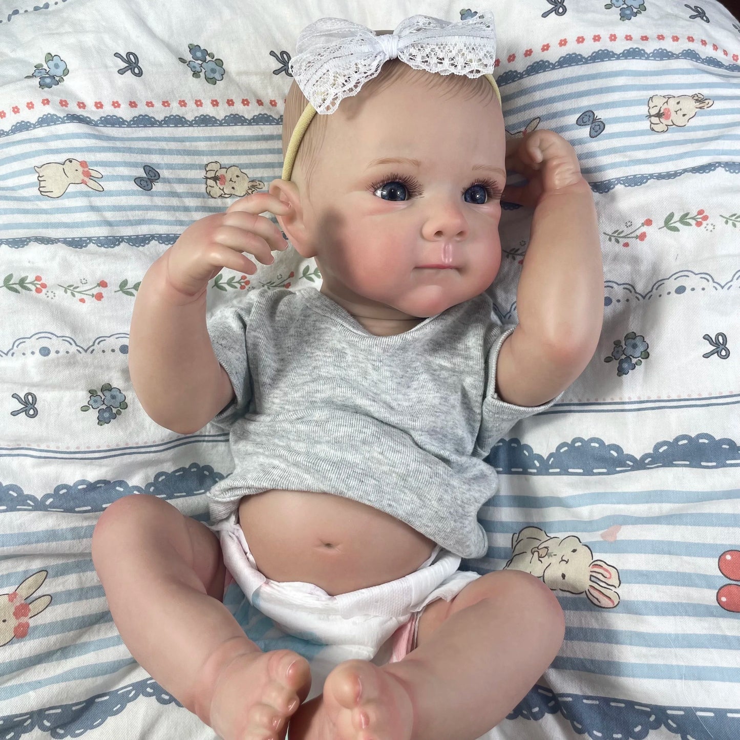 Full Body Silicone Vinyl Washable Reborn Baby Girl Doll With Painted Lifelike Hair Bebe Reborn Toys 18 Inch