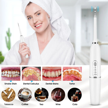 Electric Ultra Sonic Dental Teeth Care System Calculus Plaque Tartar Remover Irrigator Toothbrush with Multiple Heads Cleaning Device Whiter Cleaner Teeth