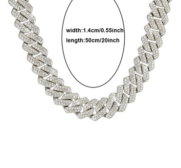 Exquisite Bling Paved Silver Gold Color Cuban Link Chain Necklaces for Men Miami Style 2 Row Rhinestone Crystals Necklace jewelry