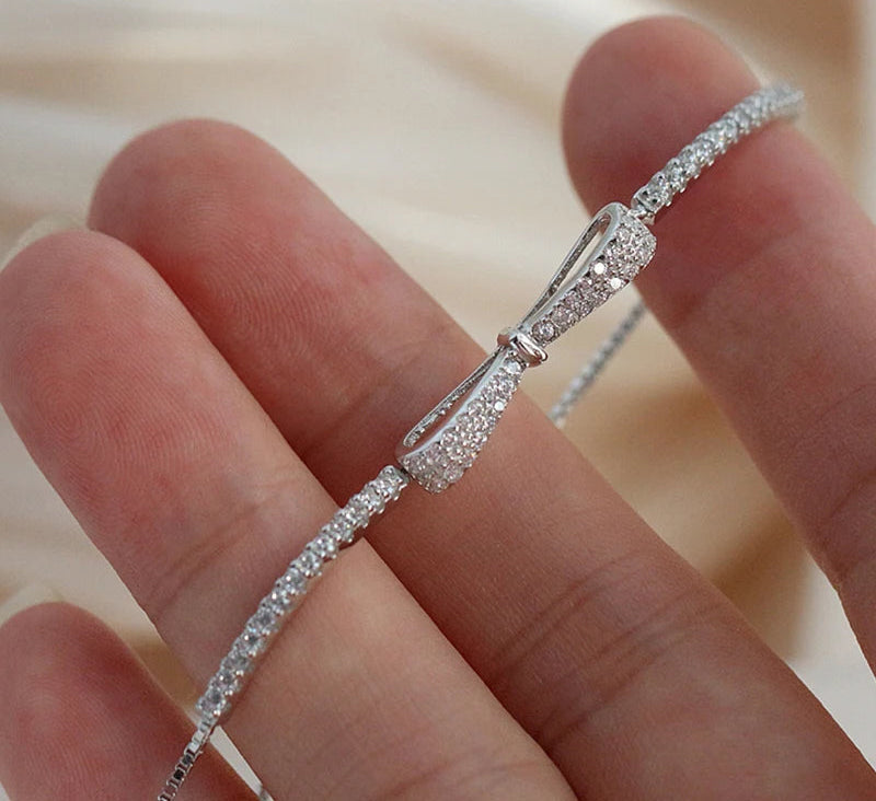 Modern Luxury Crystal Bowknot Bracelet for Women Fashion Simple Adjustable Jewelry Accessory