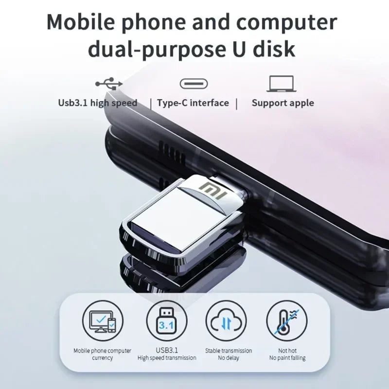 2 in 1 Metal USB 3.0 Memory Stick Pendrive OTG 2TB 1TB 512GB USB Flash Drives 256GB 2TB Type C for Computers and Cellphones
