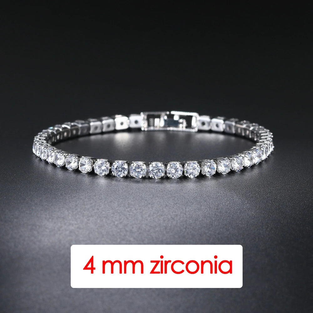 Elegant Women's Crystal Silver Color Tennis Bracelet Fashion Band Shiny Trendy Wrist Jewelry