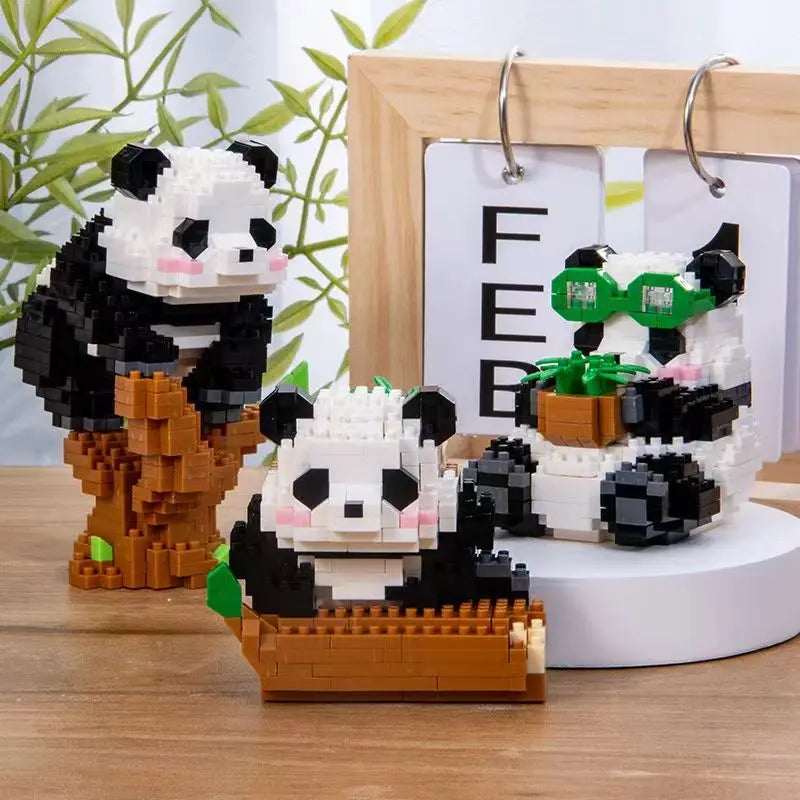 Fun Creative Mini Panda Micro Building Blocks 3D Model Cute Animals Bricks DIY Construction Toys for Children Kids Gift