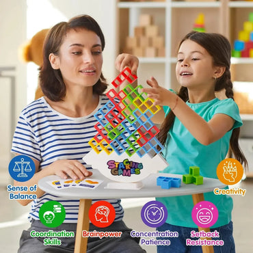 3D Fun Building Blocks Brick Toy Balance Stack Game Tetra Tower Swing High Building Blocks Stacking like Tetris Jenga Kids Adults Desktop Toy