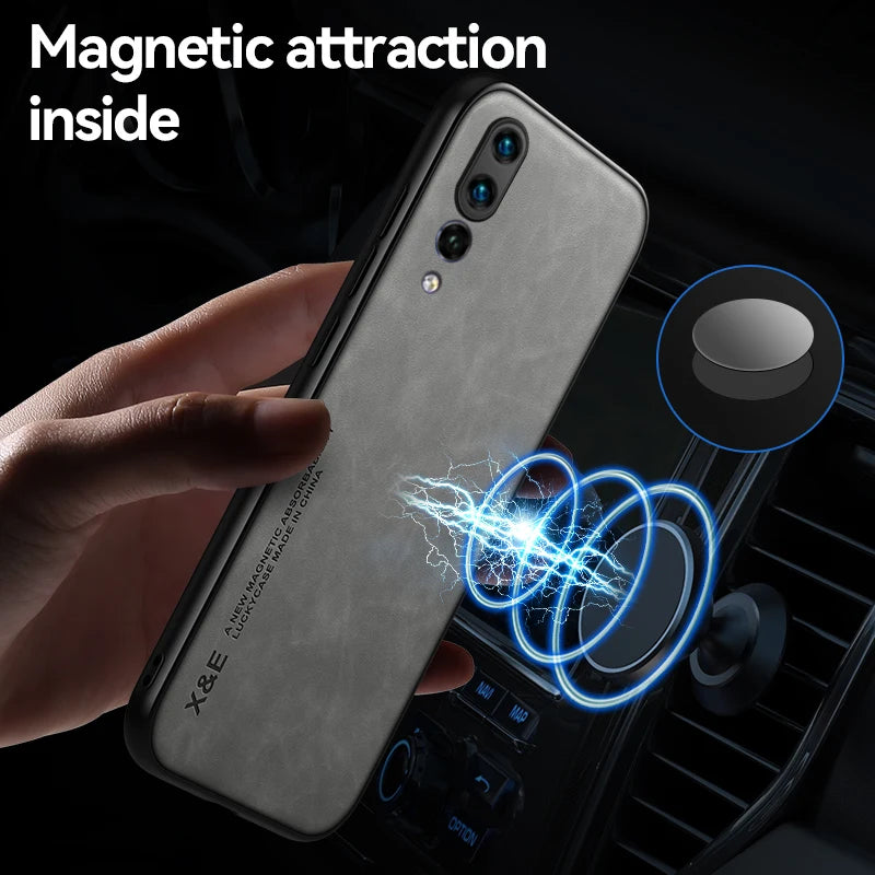 Luxury Leather Phone Case for Huawei P60 P50 P40 P30 P20 Pro and Mate 60 50 40 30 20 Pro Magnetic Protective Cover