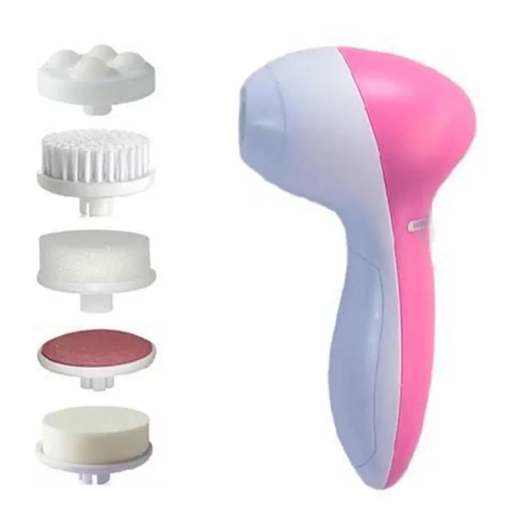 5 in 1 Electric Facial Cleansing Massager Brush Beauty Spa Skin Care Blackhead Acne Reduction Facial Exfoliating Cleanser Tool
