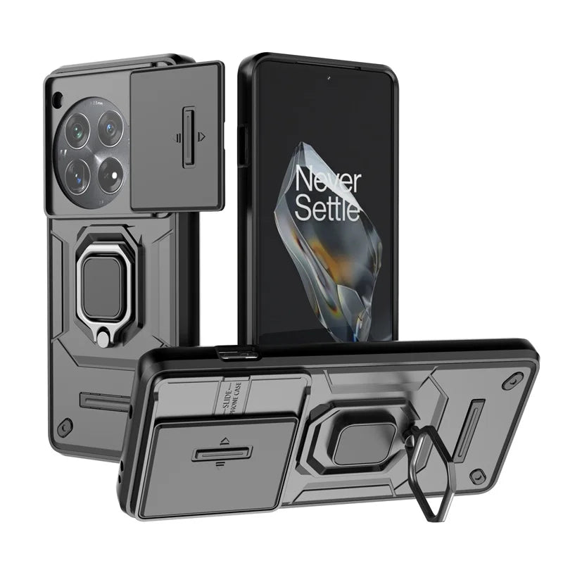 Durable Shockproof Phone Case for OnePlus 12 12R 11 11R ACE 2 3 Nord CE3 Lite Camera Protection Ring Holder Back Cover