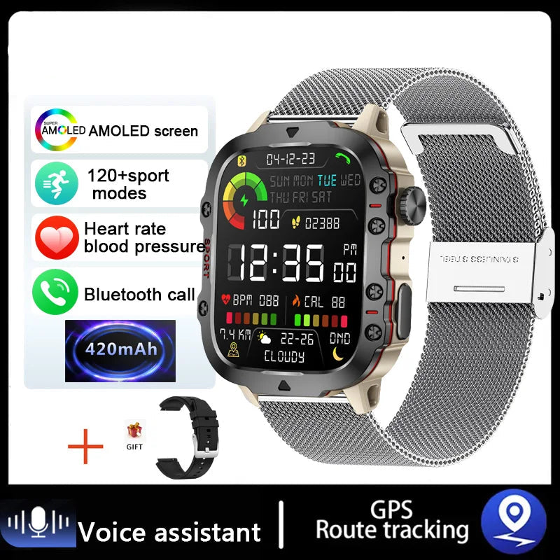 Outdoor Sports Smart Watch IP68 3ATM Waterproof Fitness Tracker Health Monitor 1.96" Bluetooth Call Digital Watch