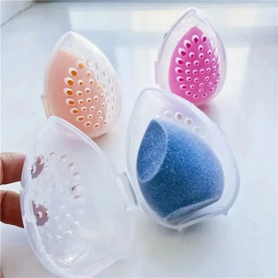 Makeup Sponge Storage Box Plastic Egg Shaped Cosmetic Puff Organizer Rack Portable Makeup Blender Holder Stand Drying Box