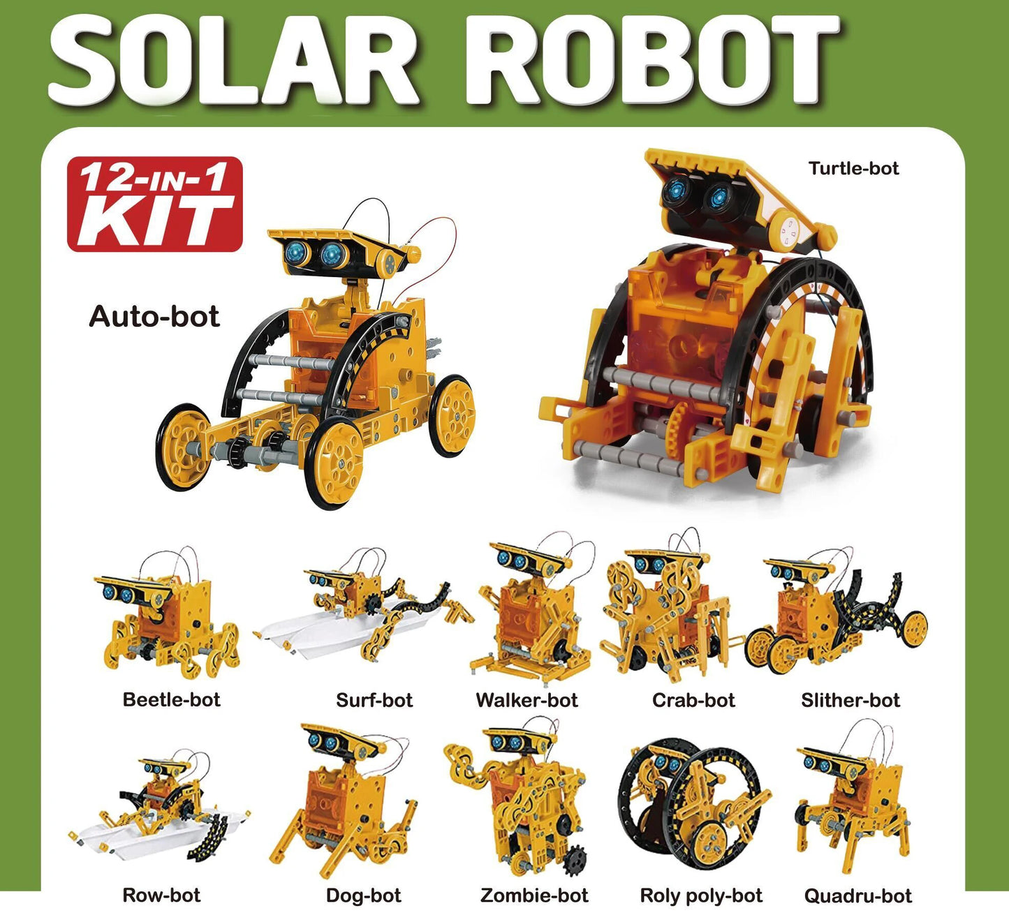 12 in 1 Science Experiment Solar Powered Robot Toy DIY Building Learning Tool Education Robots Technological Gadgets Kit for Kids