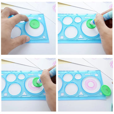 Fun Geometry Spirograph Drawing Stencils Set Painting Template Art Crafts Creative Kids Educational Toy Variety Ruler