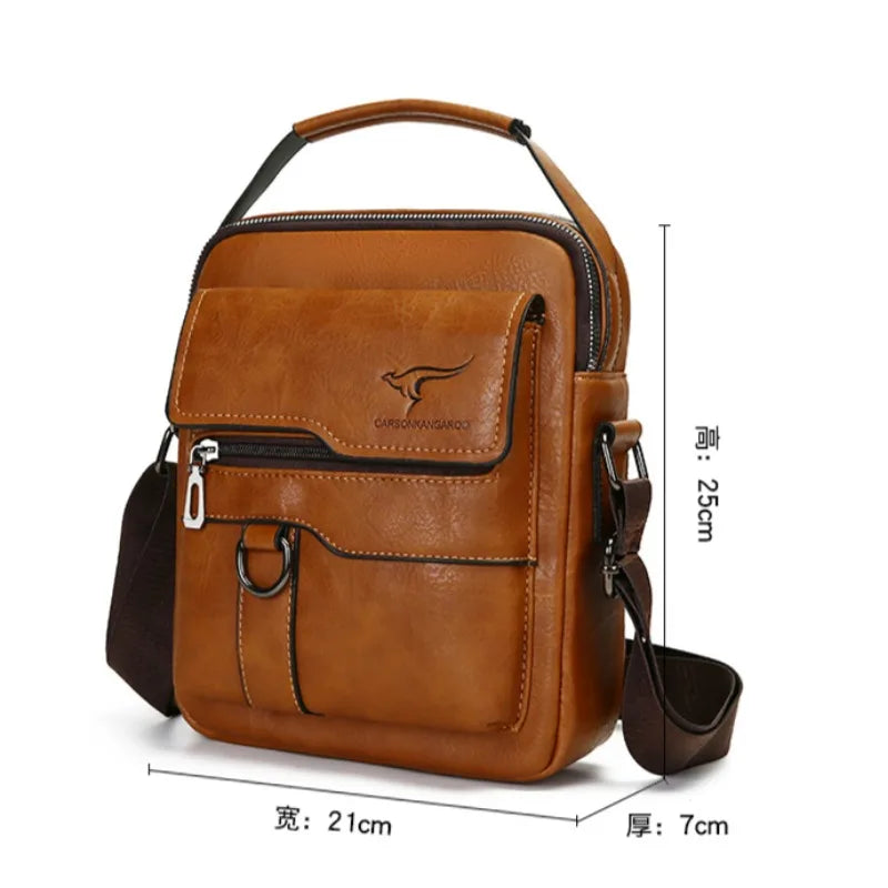 Luxury Vintage Leather Crossbody Satchel Bags for Men Business Casual Messenger Lightweight Men's Shoulder Bag