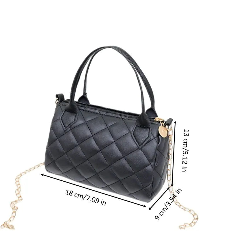 Fashion Quilted Square Crossbody Bags for Women Shoulder Purse with Convertible Chain Strap Classic Satchel Handbag