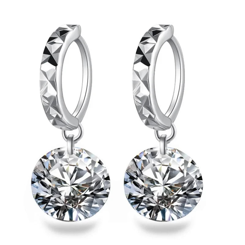 Sterling Silver 925 Moissanite Drop Earrings for Women Girls Trendy 2 Carat 8mm Total 4ct Jewelry