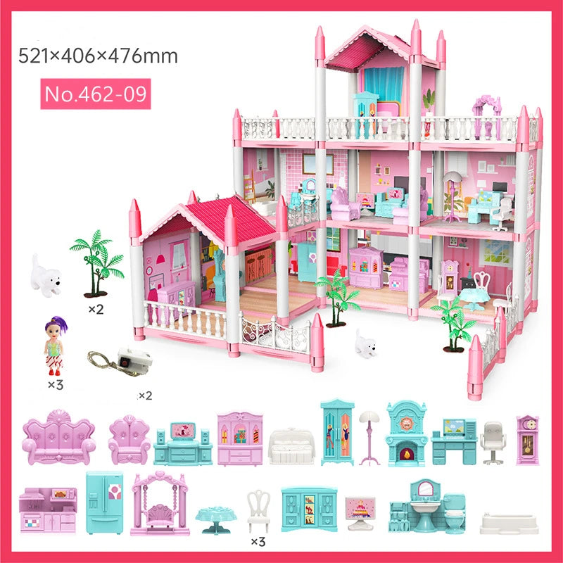 Fantasy Princess Castle Villa Doll House Set 3D DIY Assembly Toys Girl Family Children's Doll House