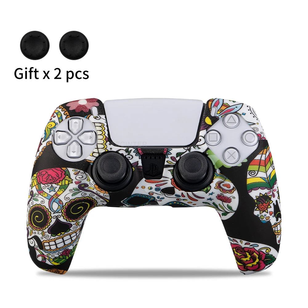 Anti-slip Silicone Protective Cover Skins Compatible with Sony Playstation 5 Controller Slim Gamepad PS5 Case Thumb Grips Accessories