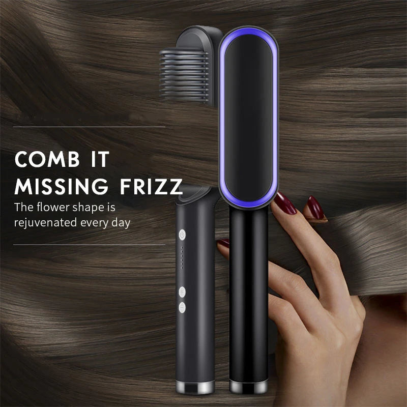 Electric Intelligent Temperature Control Ceramic Hair Straightener Brush Professional Fashion Fast Heating for Perfectly Straight Hair