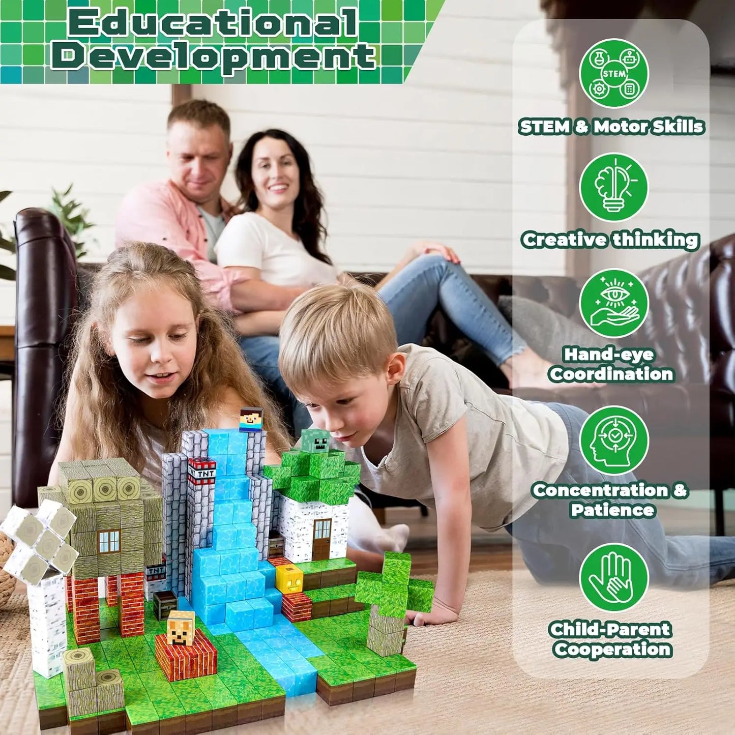 Popular Magnetic Building Blocks Mine World Set Toys STEM Montessori Stacking Cubes Construction Set Great Gift