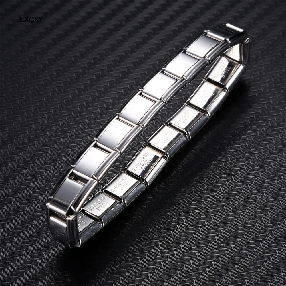 Elastic Charm Stainless Steel Bracelets Unisex Women's Men's Jewelry 9mm Width Fashion Bangle