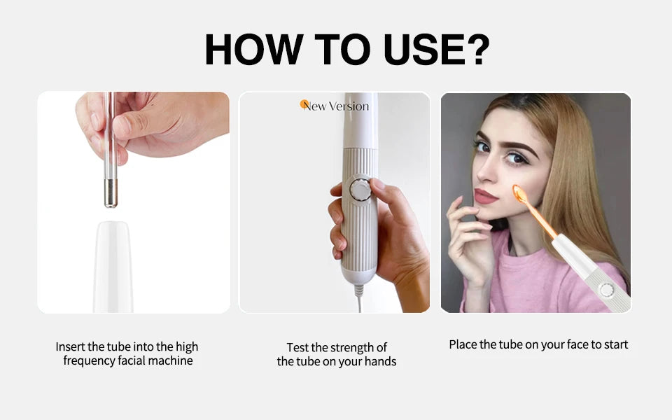 High Frequency Electrode Acne Spot Wrinkles Remover Wand Massager Machine Neon Electrotherapy Glass Tube Beauty Facial Care