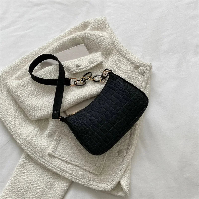Fashion Style Wool Fiber Small Square Bag Purse Stone Pattern Shoulder Creative Bags for Women