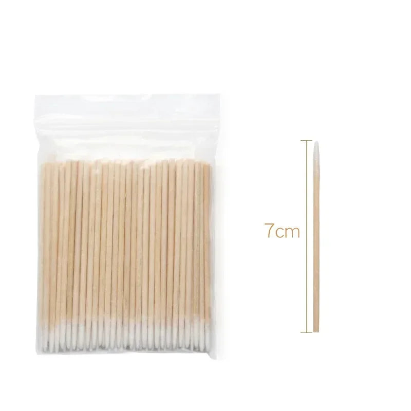 Manicure Wood Cotton Swab Cleaning Sticks for Nails Cotton Head Pedicure Detail Corrector Nail Polish Remover Art Tool Supplies 100-500Pcs