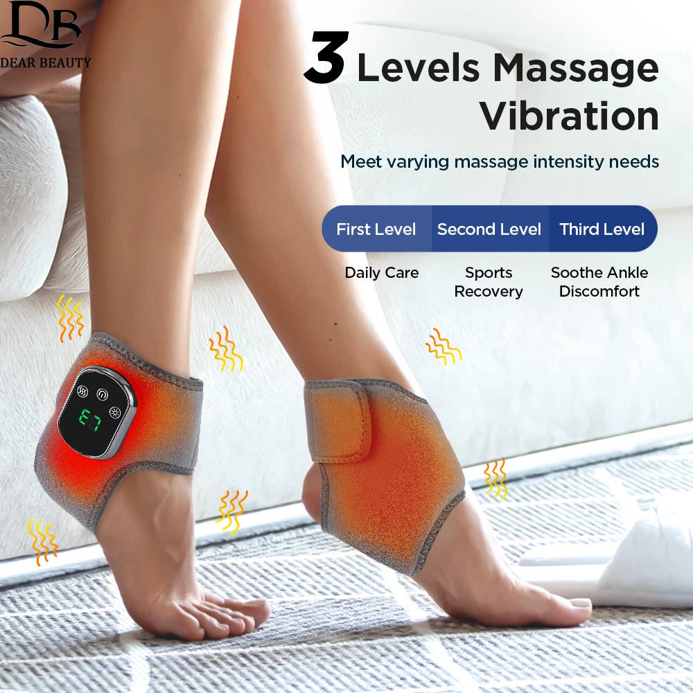 Infrared Electric Vibration Hot Compress Therapy Ankle Foot Massager Support Brace for Joint Sprain Pain Relief