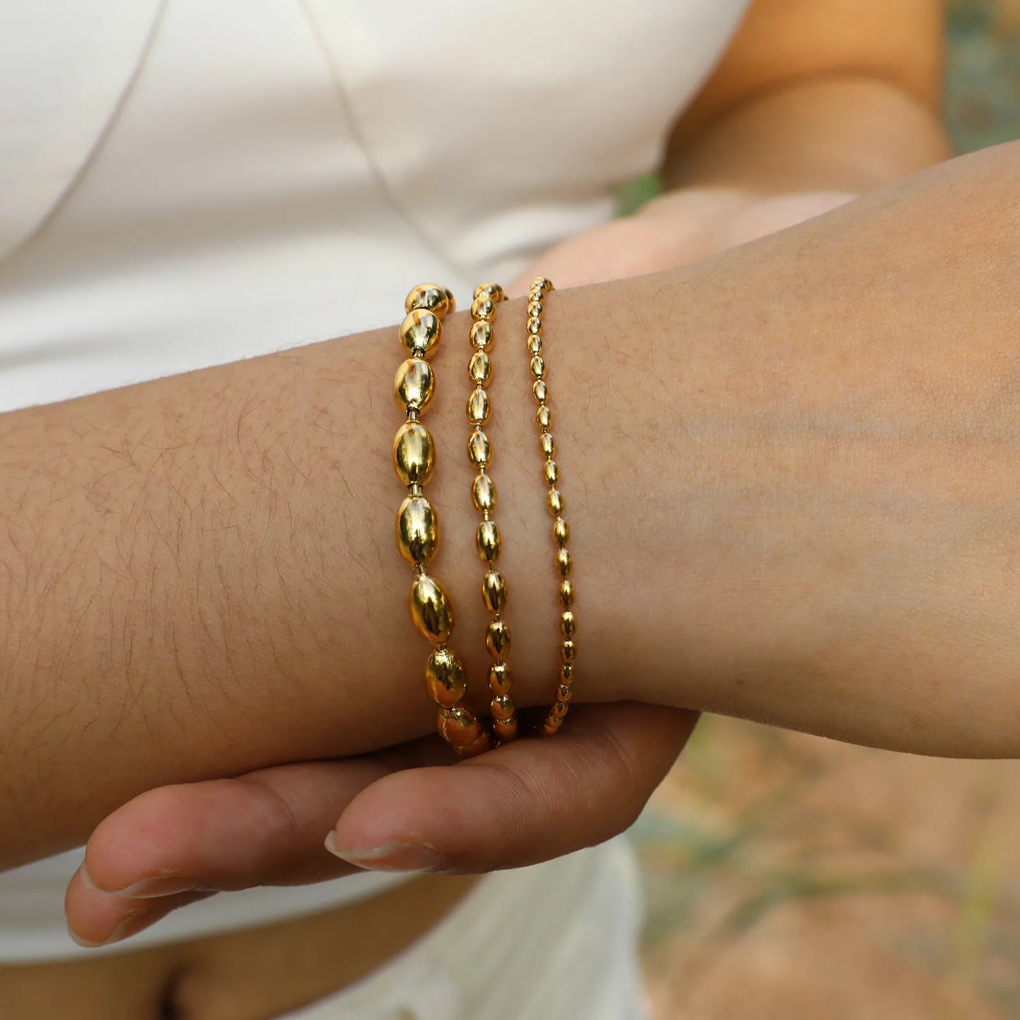 Beautiful Dainty Stainless Steel Beads Bracelet for Women Men Unisex Gold Silver Color Wristband Bracelet Jewelry