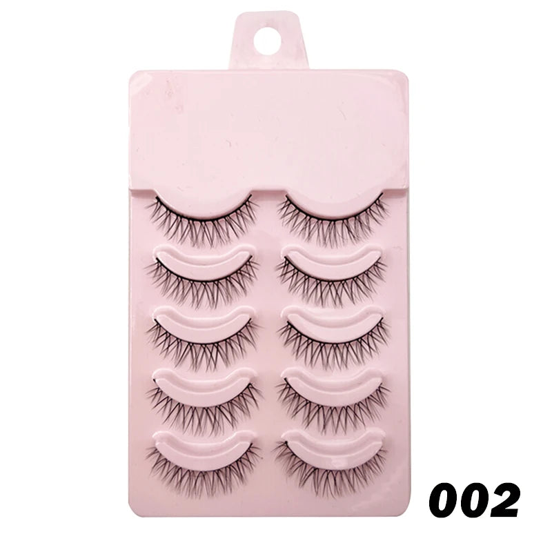 Wispy Manga Style Eyelashes Soft Natural Thick False Daily Eye Lashes Dating Makeup Eye Accessories 5 Pairs - 10pcs