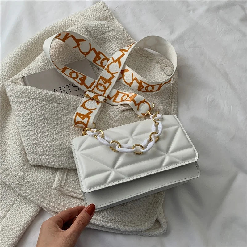 Modern New Trendy Style Women's Leather Chain Purse Shoulder Handbag Messenger Small Square Bag