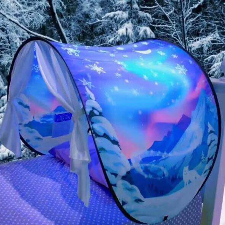 Foldable Dream Tent for Kids Children's Bed with Storage Pocket Kids Tent on Bed Mosquito Net Tent