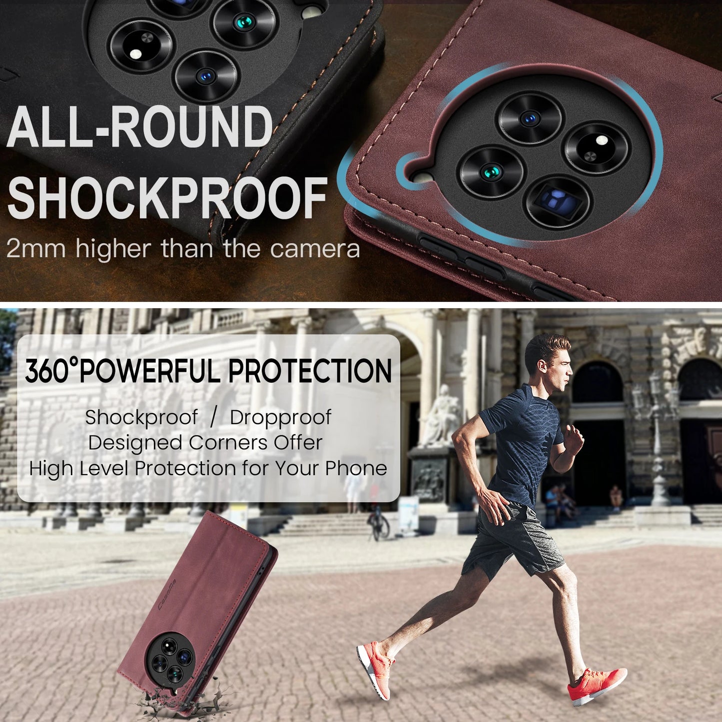 Deluxe Leather Wallet Phone Case for OnePlus 12 11 Multiple Card Slots Stand Function Protective Cover