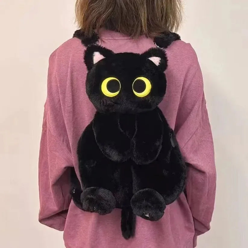Big Eyes Cat Plush Toy Backpack Cute Kawaii Large-capacity Stuffed Animal Bags for Boys Girls Soft Shoulder Bag 40cm