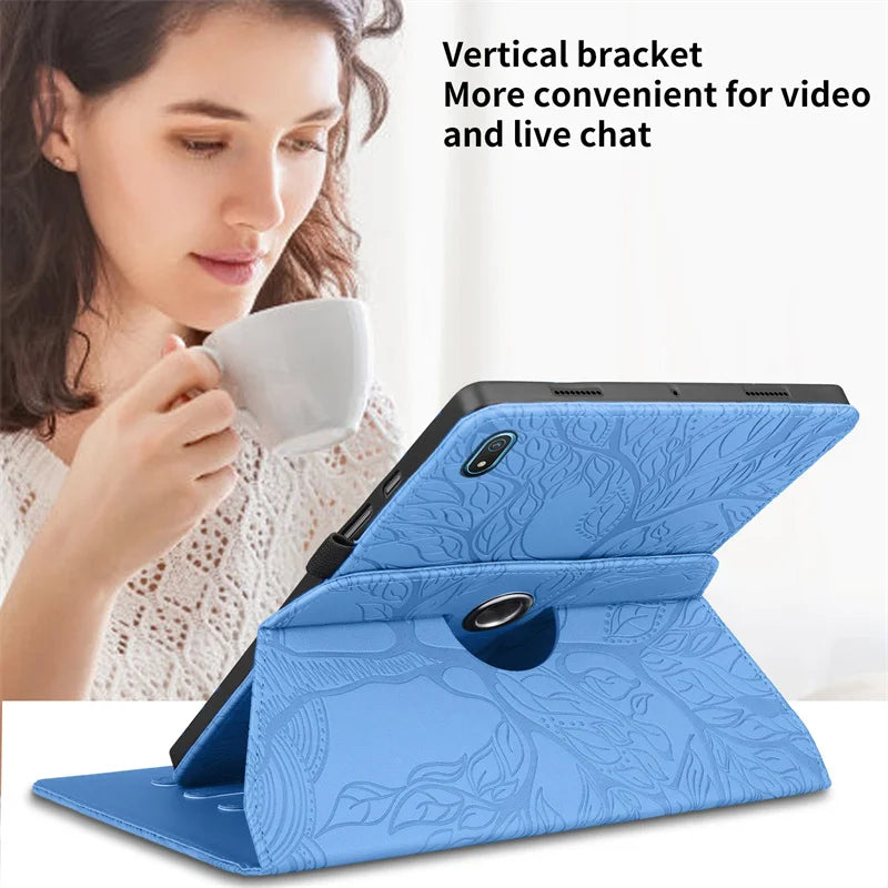 Stylish Embossed Leather Rotating Case for Nokia T21 T20 10.4" inch Tablet 360 Degrees Rotary Protective Stand Cover