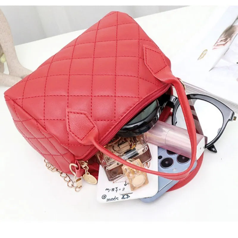 Fashion Quilted Square Crossbody Bags for Women Shoulder Purse with Convertible Chain Strap Classic Satchel Handbag