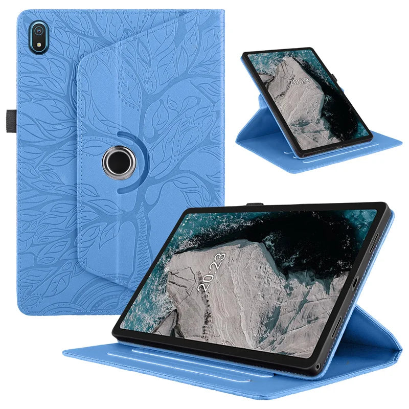 Stylish Embossed Leather Rotating Case for Nokia T21 T20 10.4" inch Tablet 360 Degrees Rotary Protective Stand Cover