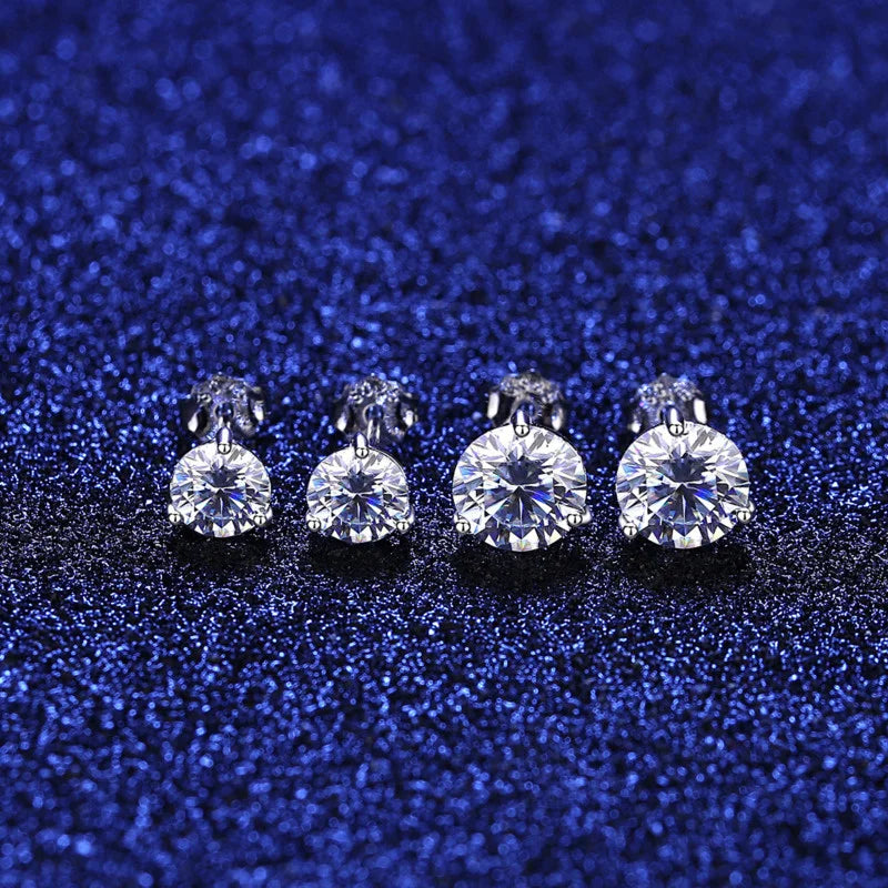Exquisite Moissanite Stud Earrings For Women Girls S925 Sterling Silver 0.5-1ct Sparkling Jewelry