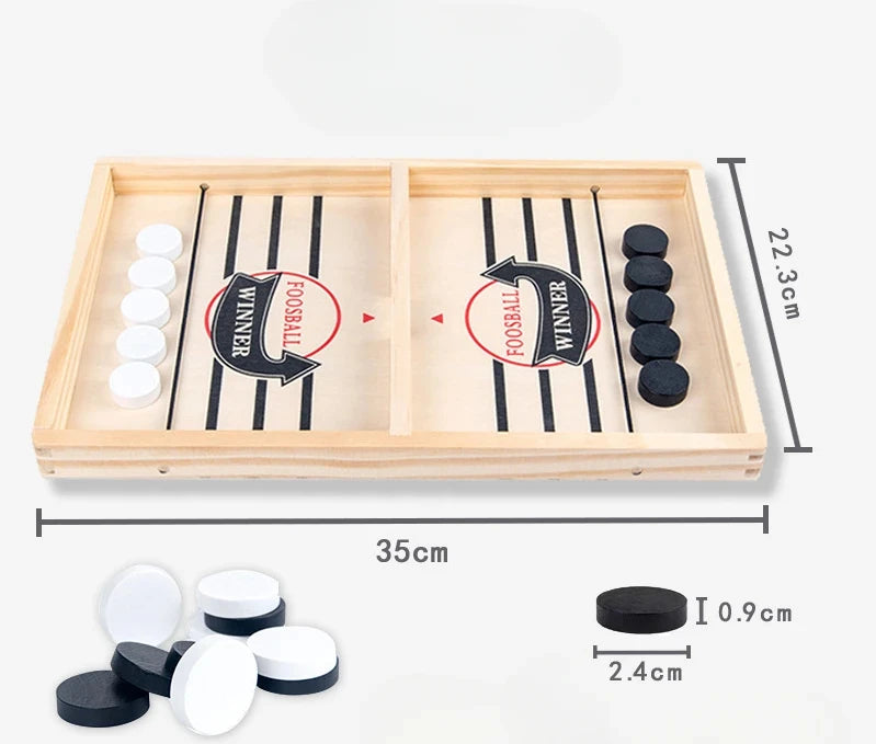 Fun Competitive Wooden Billiard Puck Board Games Foosball Table Hockey Game Catapult Parent Child Interactive Toys