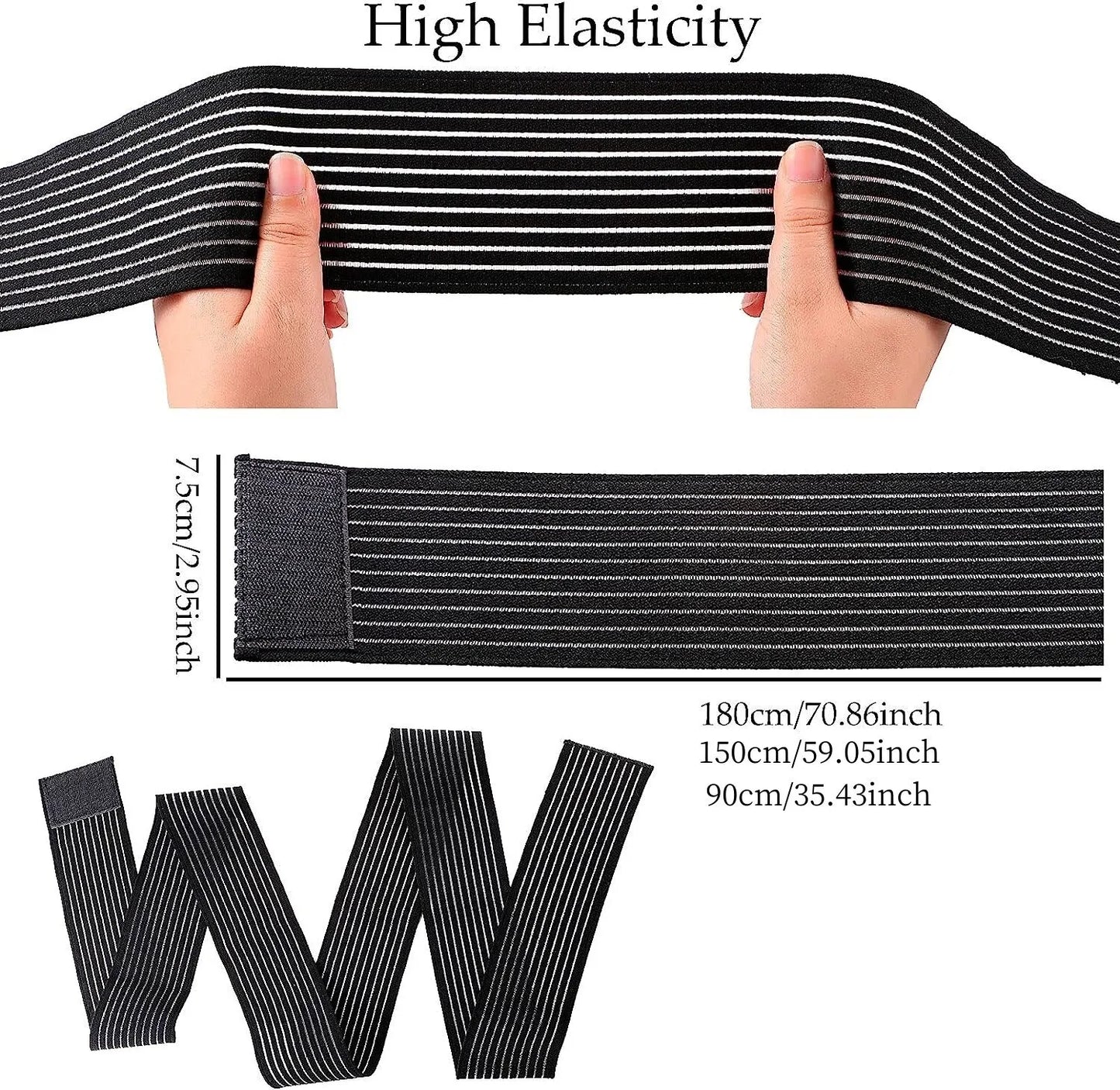 Extra Long Elastic Knee Wrap Strap Compression Bandage Brace Support for Legs, Stabilizing Ligaments, Squats, Basketball, and Running 1pcs