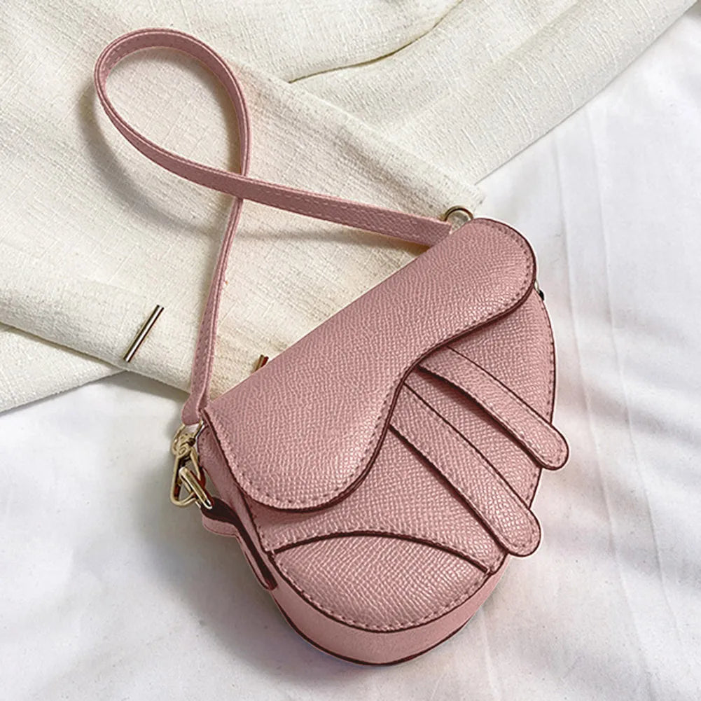 Women's Elegant Compact Saddle Shoulder Handbag Fashion Underarm Hasp Zipper Casual Simple Messenger Crossbody Bag