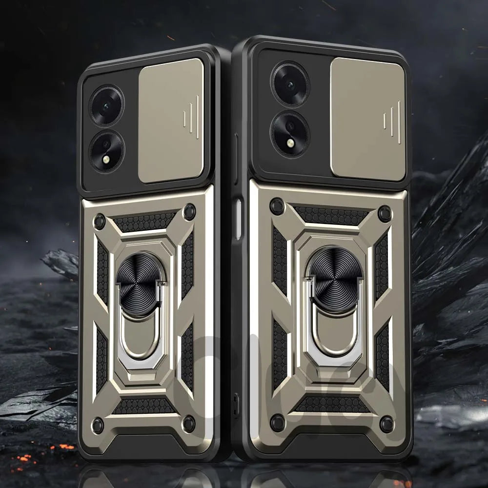 Durable Shockproof Phone Case for OPPO A98 A78 A74 A54 A38 A18 Camera Protection Magnetic Ring Holder Back Cover