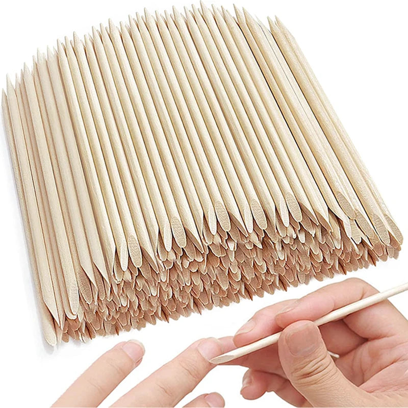 Cuticle Pusher Wooden Sticks for Nails Art Rhinestones Dotting Removal Manicure Pedicure Care Tools 50/100pcs