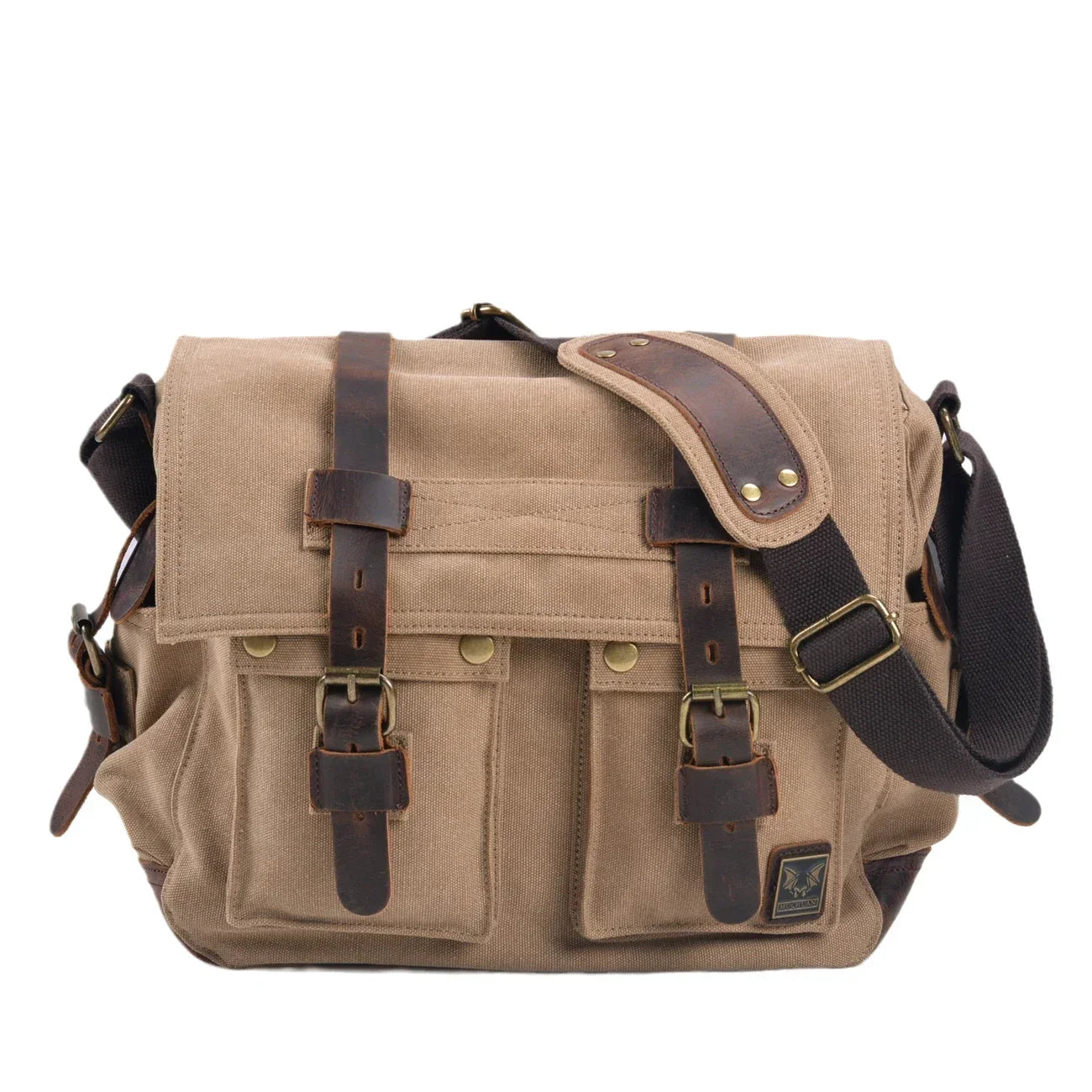 High Quality Canvas and Leather Shoulder Messenger Bag Big Satchel Crossbody Briefcase Travel Handbag
