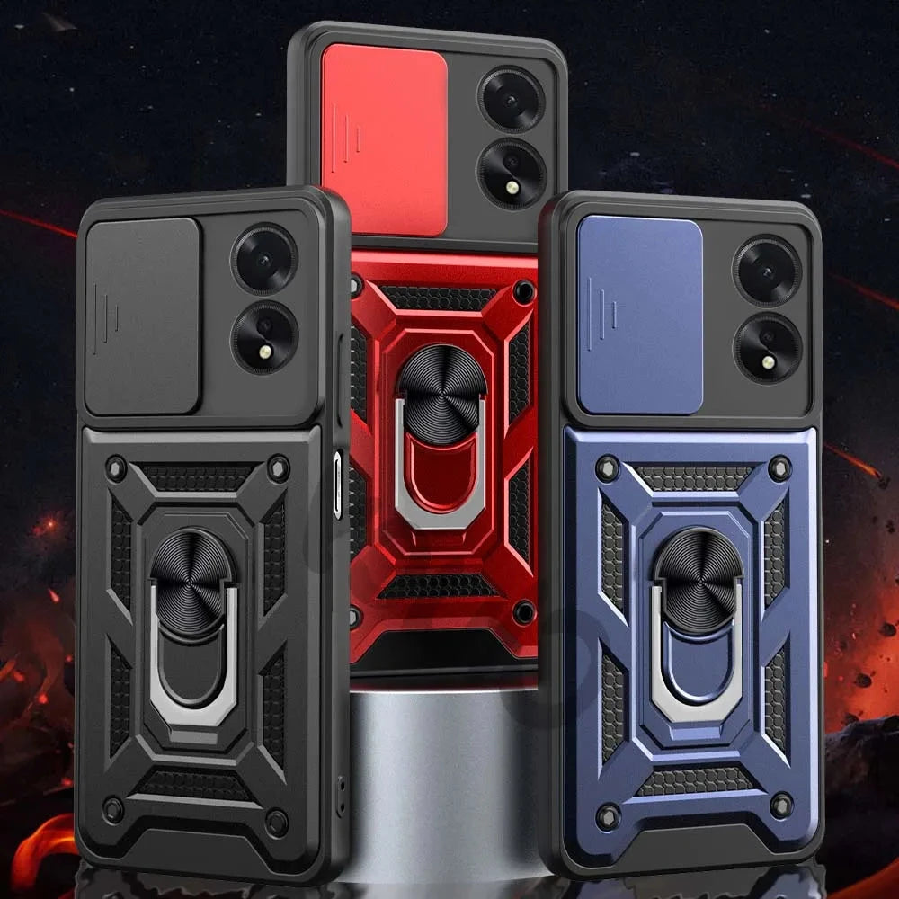 Durable Shockproof Phone Case for OPPO A98 A78 A74 A54 A38 A18 Camera Protection Magnetic Ring Holder Back Cover
